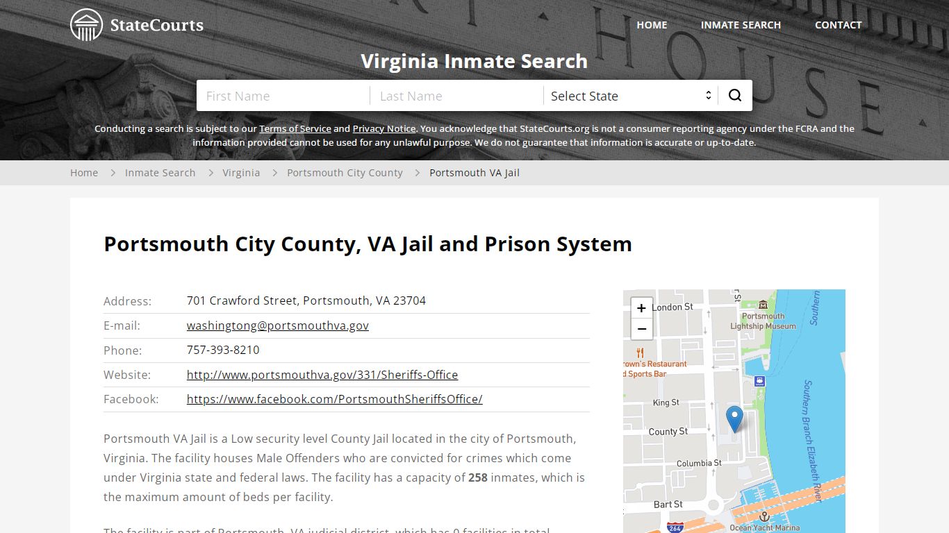 Portsmouth City County, VA Jail and Prison System - State Courts