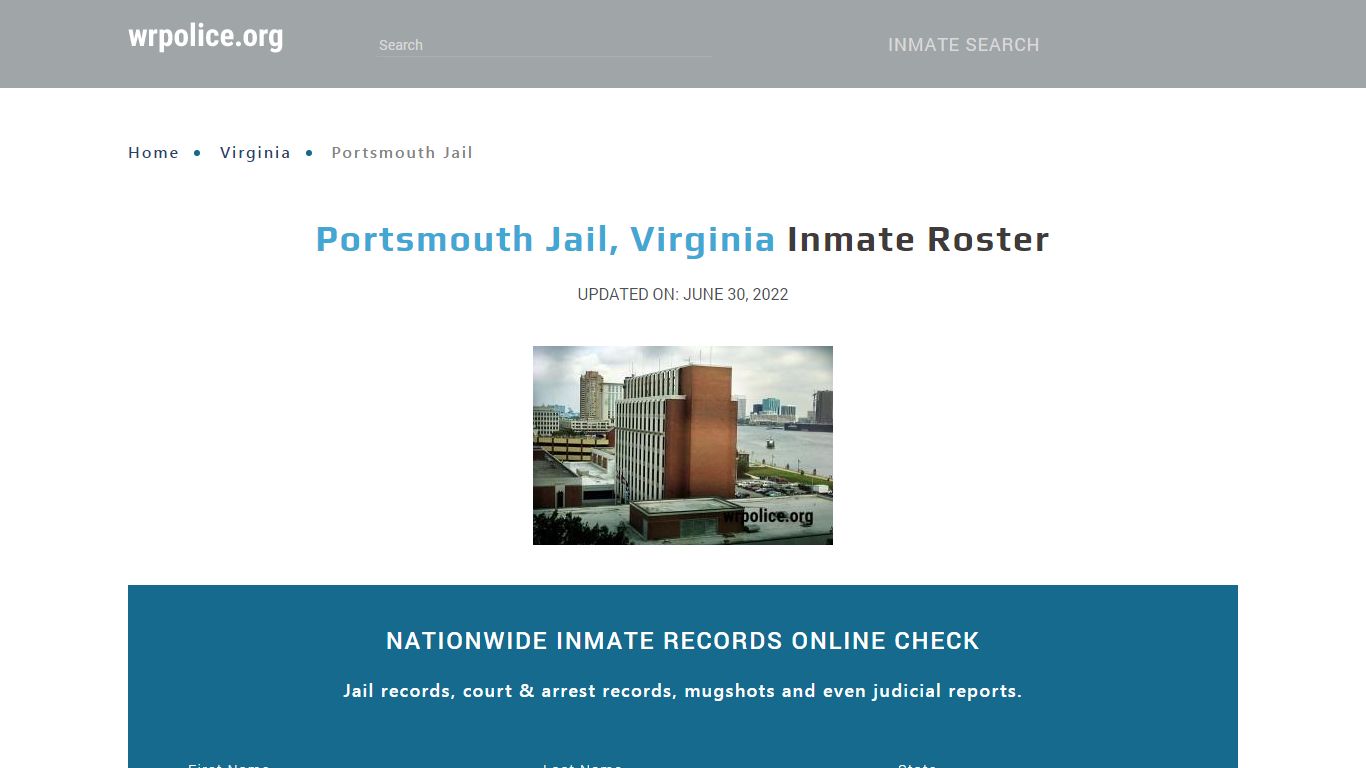 Portsmouth Jail, Virginia - Inmate Locator - wrpolice.org